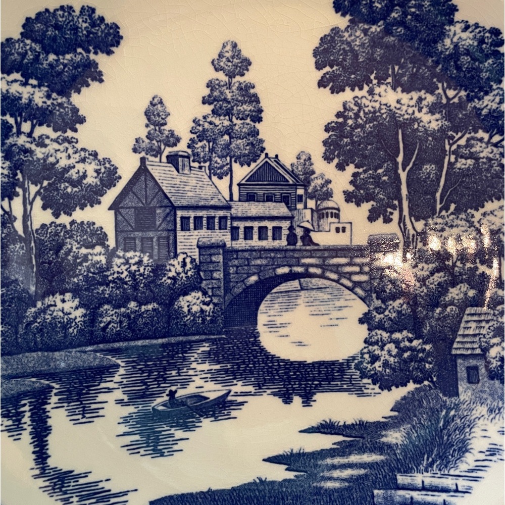 Vintage Nasco hand-painted ceramic plate, “Lakeview”, Japan, 9.25” diameter - Picture 2 of 4